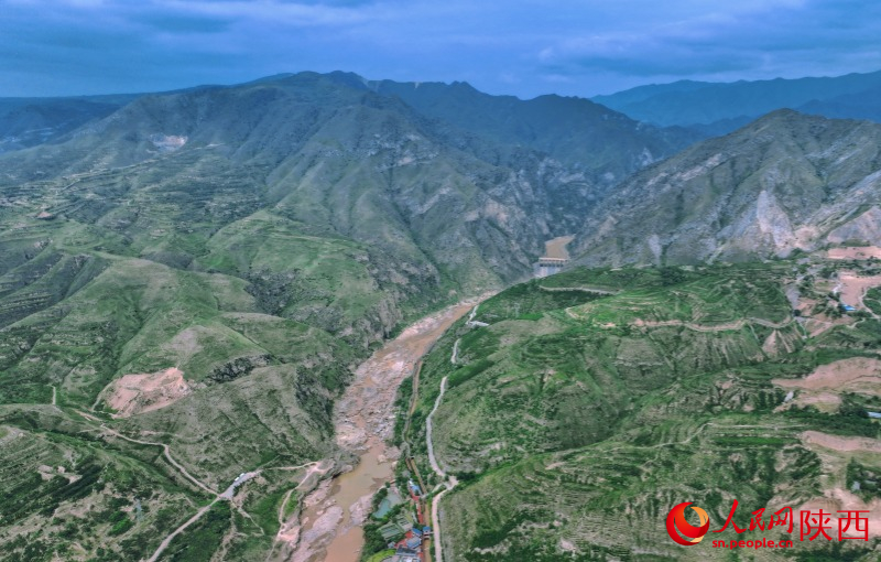 Luftaufnahme des Zheng-Guo-Kanals, einem tausende Jahre alten Schatz des Wasserschutzes